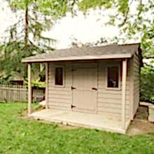 10 x 14 high classic with a 4 foot side porch.